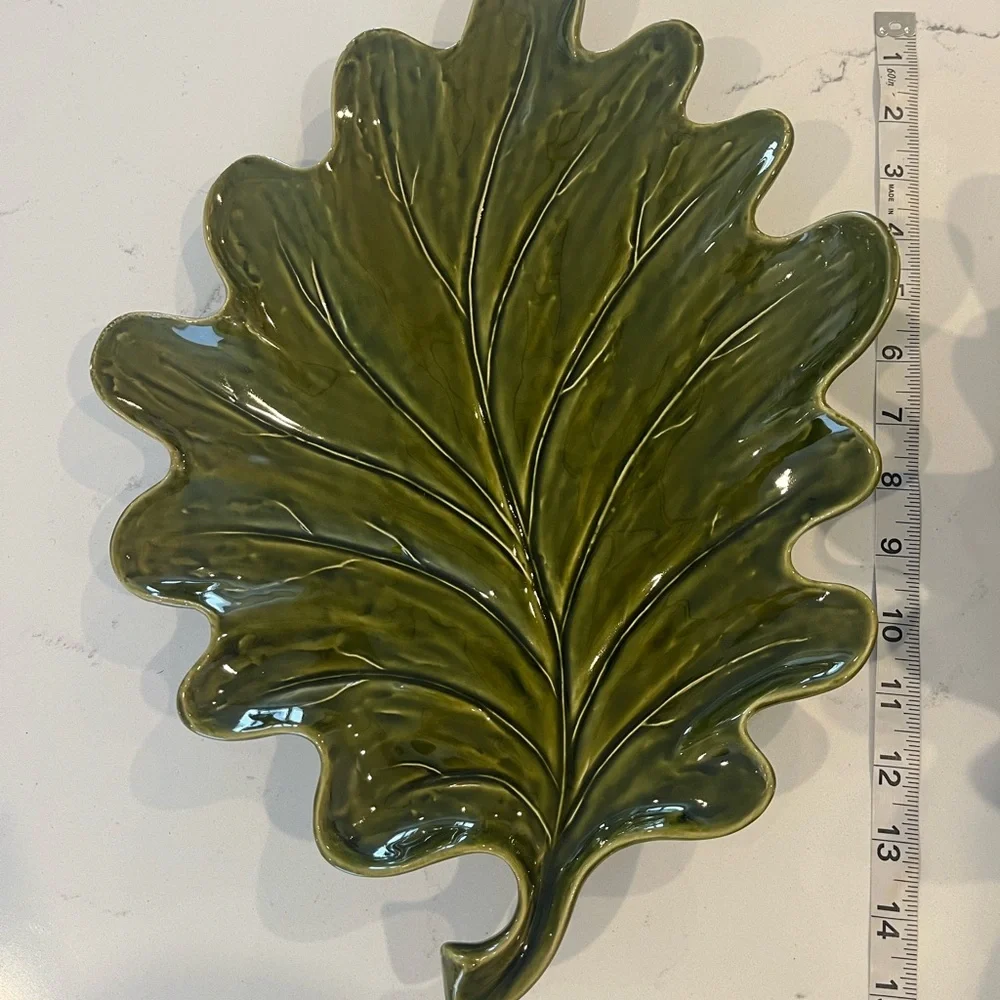 Green Leaf-Shaped Ceramics from Crate & Barrel. 2 PC Set